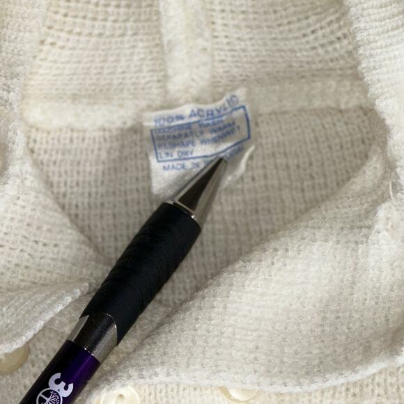 Vintage Baby Girl Knit Outfits Lot – Sweater Pants Set + Cardigan Bonnet Ivory - Picture 8 of 10